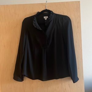 J Crew Black Button Tunic Long Sleeve Top Blouse